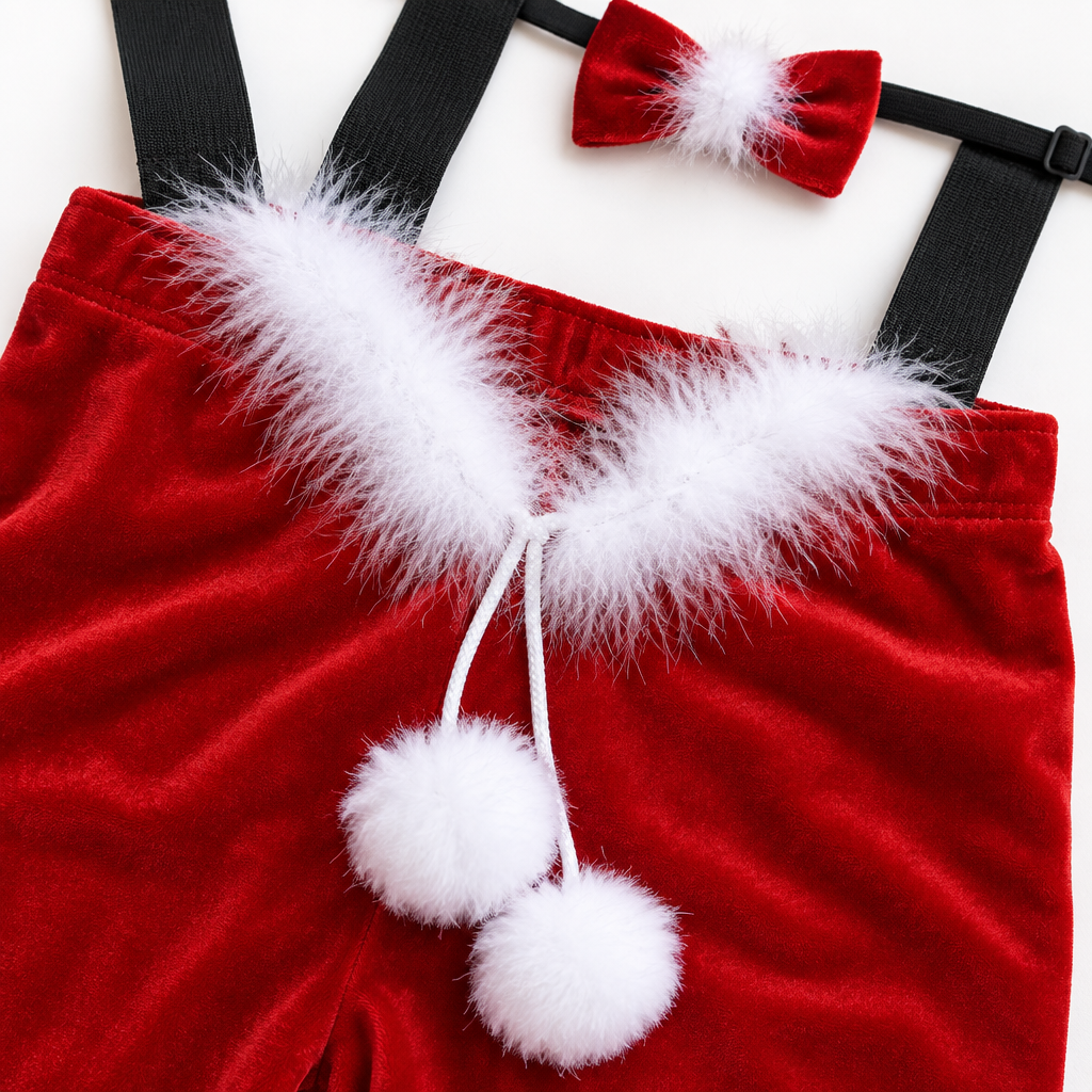 Hot Claus Santa Suit velvet and pompom details