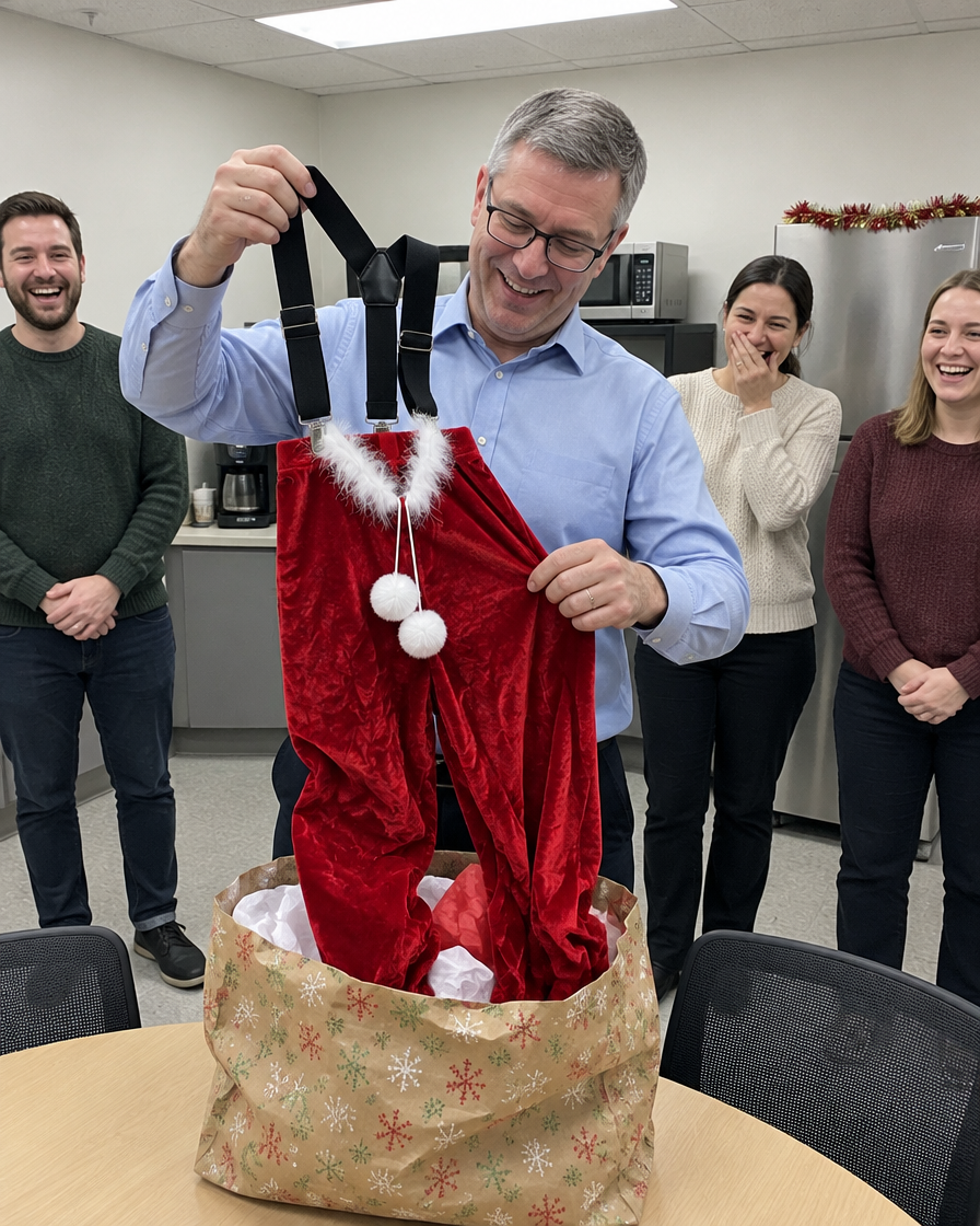 Hot Claus Santa Suit at an office Secret Santa