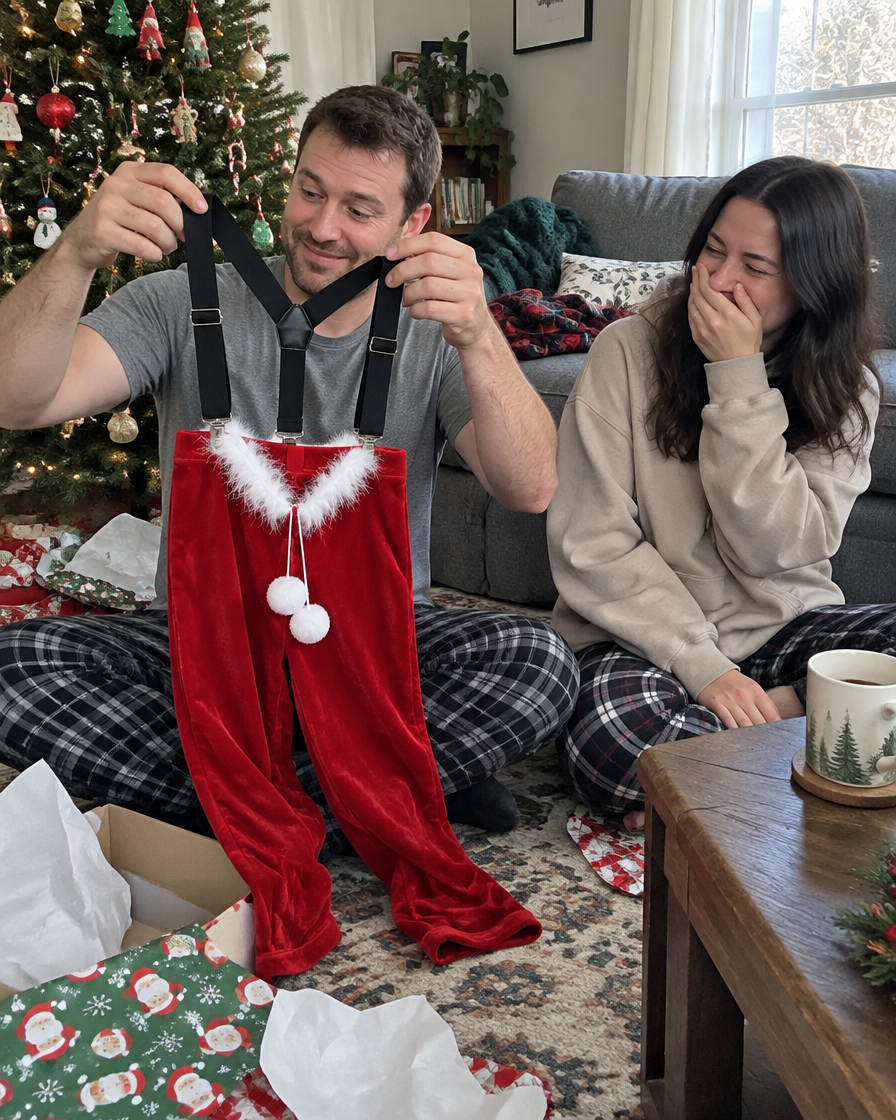 Unwrapping the Hot Claus Santa Suit on Christmas morning